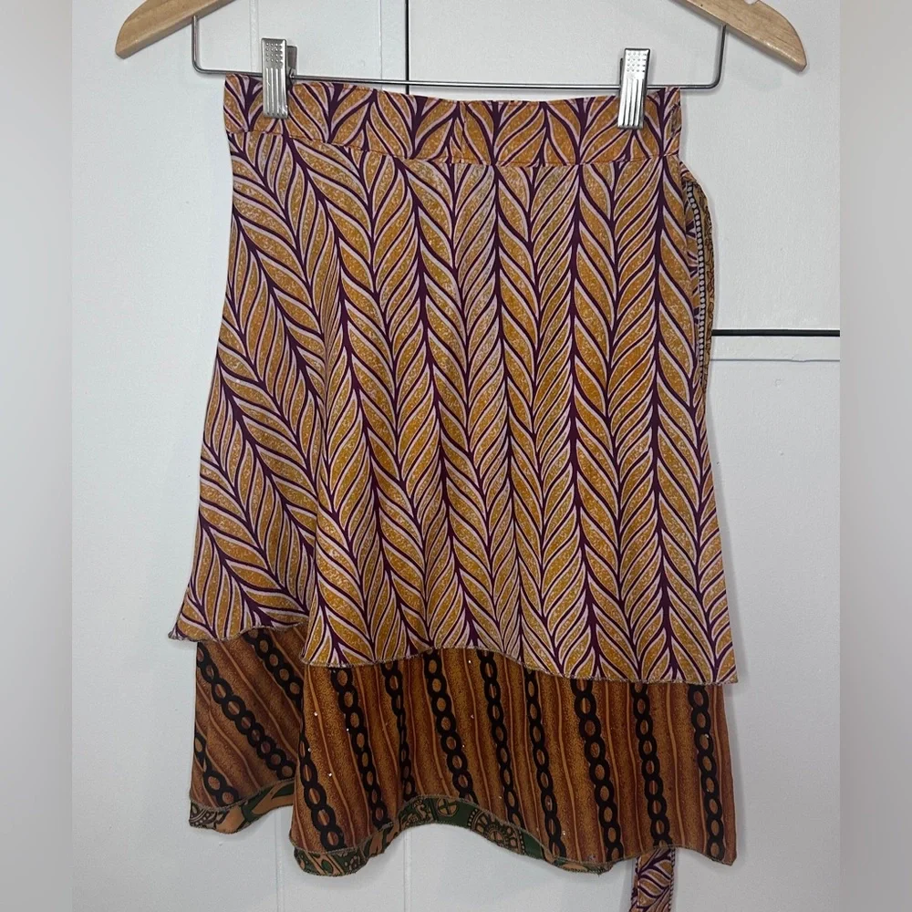 EARTHBOUND Purple and Gold A-Line Wrap Skirt - Picture 4 of 5